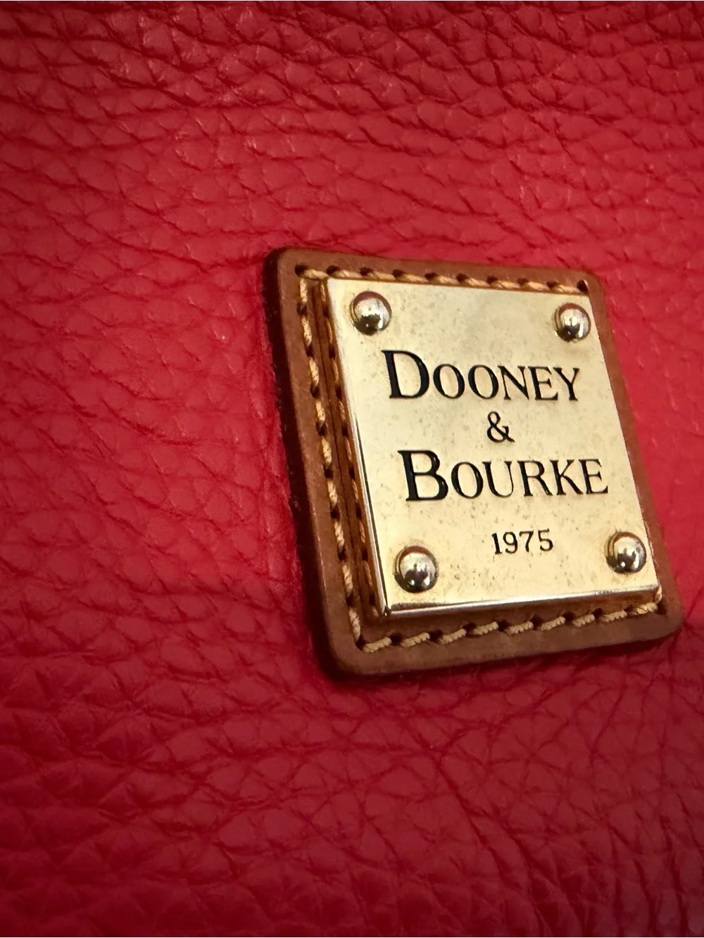 Dooney & Bourke Red Leather Shoulder Bag with Tan Trim